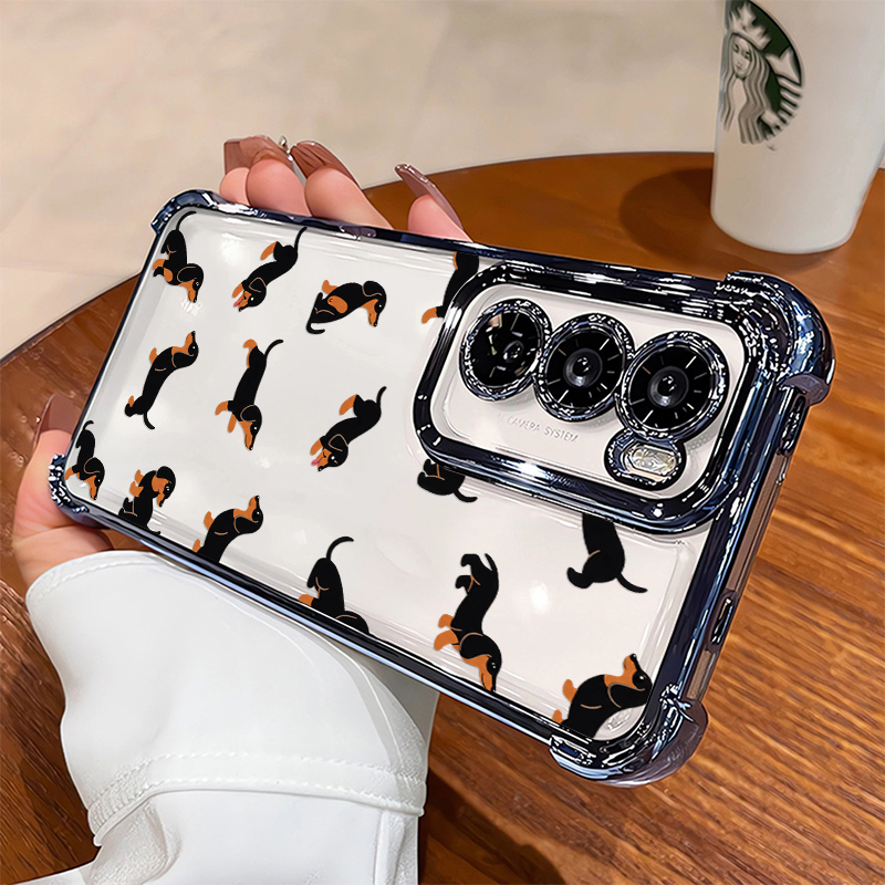 Oppo Reno 12 - Cartoon Dachshund Pattern Phone Case For