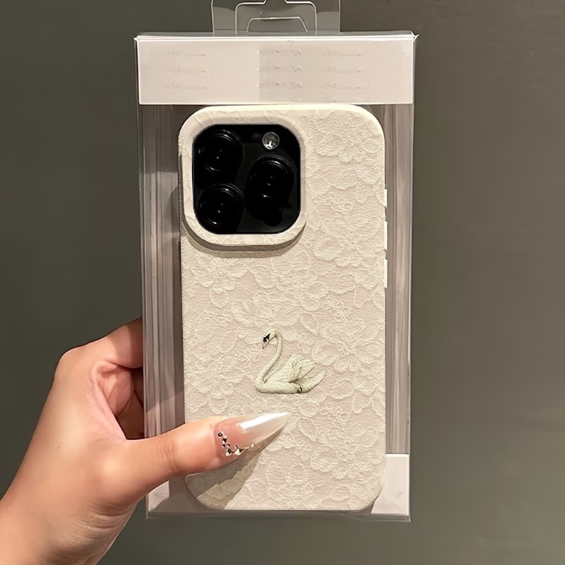 Lace Swan Pattern Lychee Textu - Apple Iphone 15 Pro Max ulasan dan harga