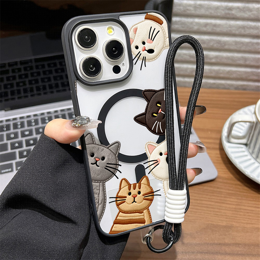 Cute Faux Embroidery Cat Phone - Apple Iphone 15 Pro Max ulasan dan harga