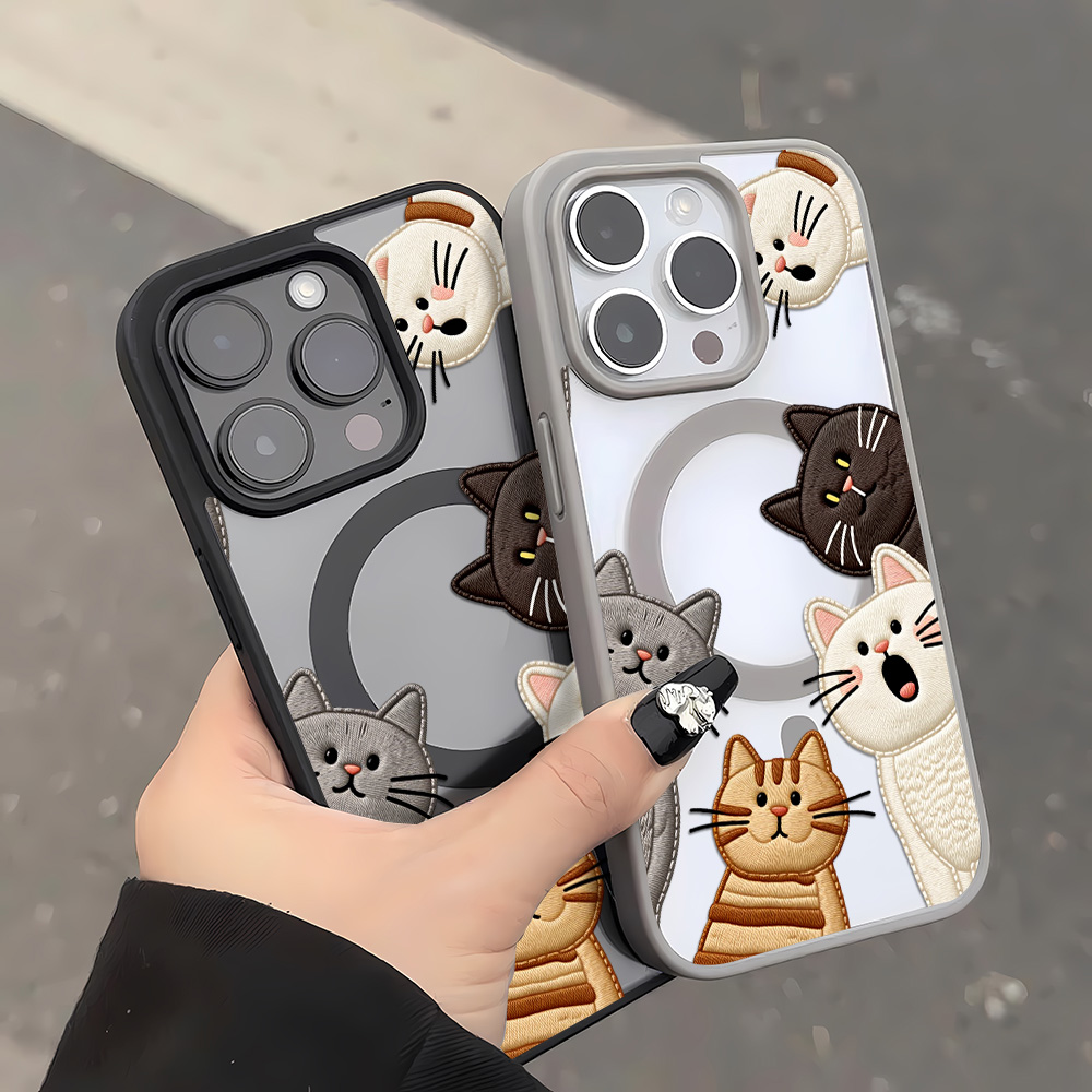 Cute Faux Embroidery Cat Phone - Apple Iphone 15 Pro Max ulasan dan harga