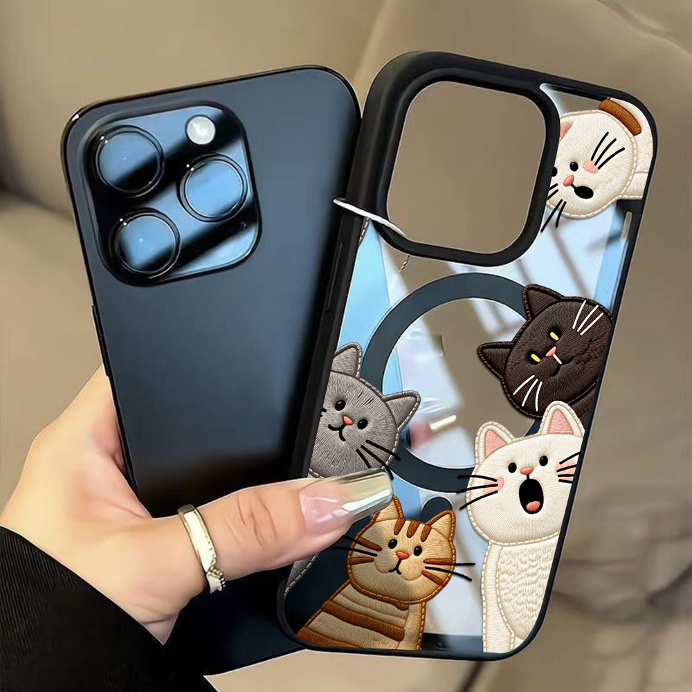 Cute Faux Embroidery Cat Phone - Apple Iphone 15 Pro Max ulasan dan harga